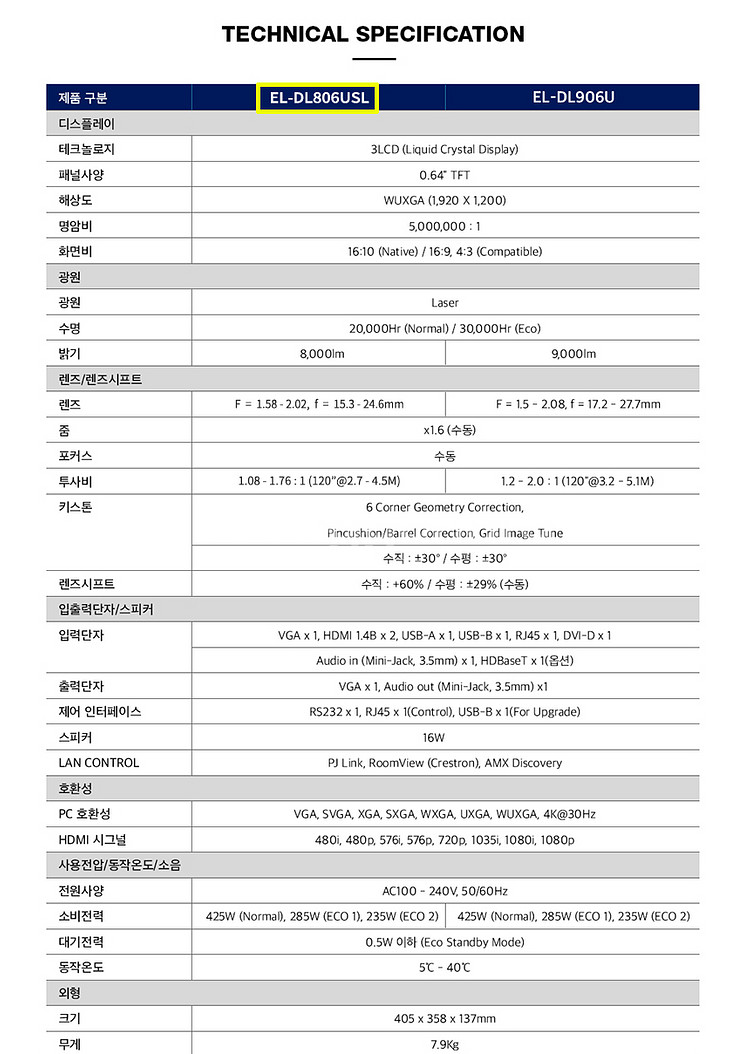 이펀 8000안시 WUXGA 레이저 중고빔프로젝터--8