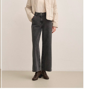 sjsj 한섬 하이웨스트 와이드 데님팬츠 그레이 55