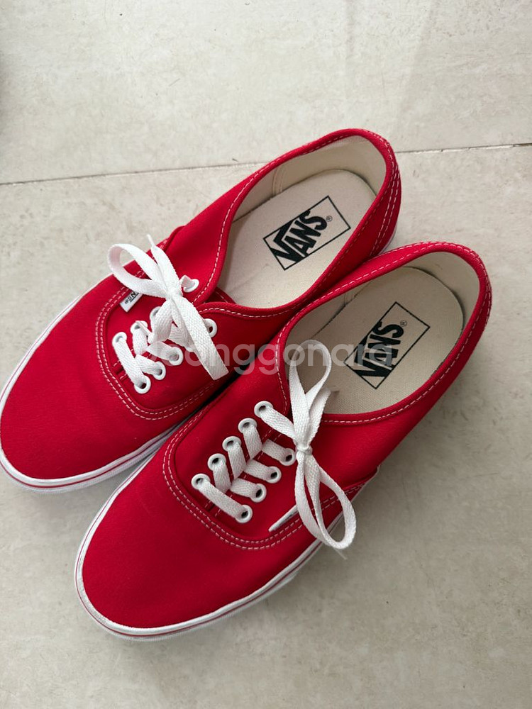 반스 어센틱 레드 270사이즈(1회착용)--0