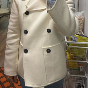 질샌더 아이보리 더블 버튼 피코트