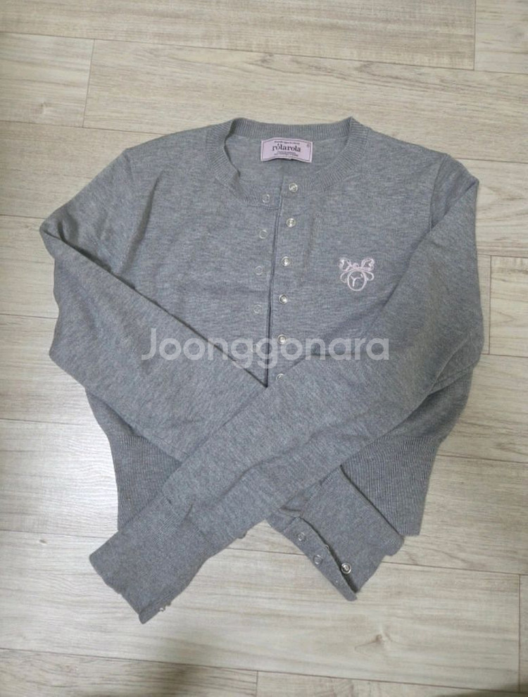 로라로라 버튼 슬림 가디건 그레이--1