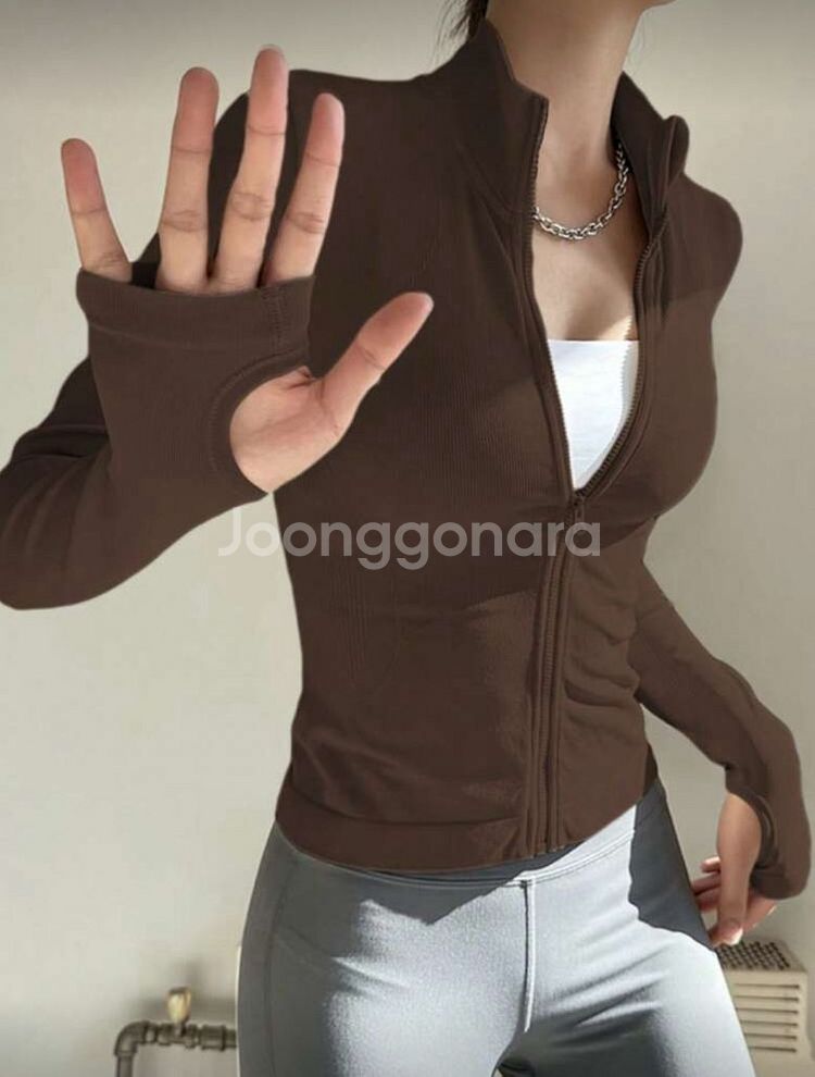 브라운 스포츠 짚업 자켓--0