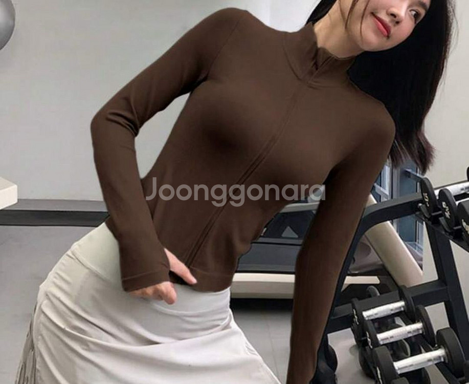 브라운 스포츠 짚업 자켓--5