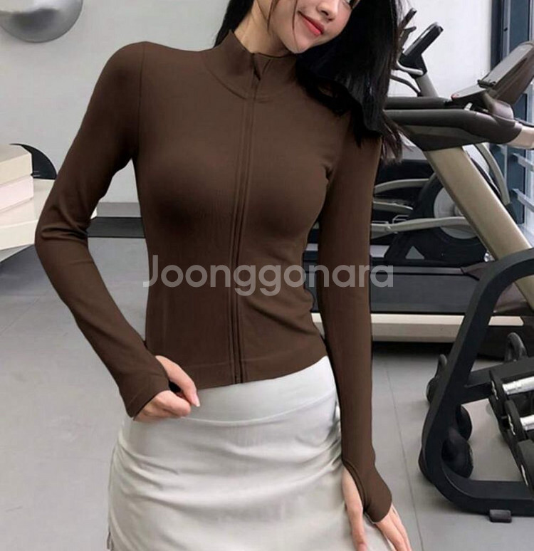 브라운 스포츠 짚업 자켓--4