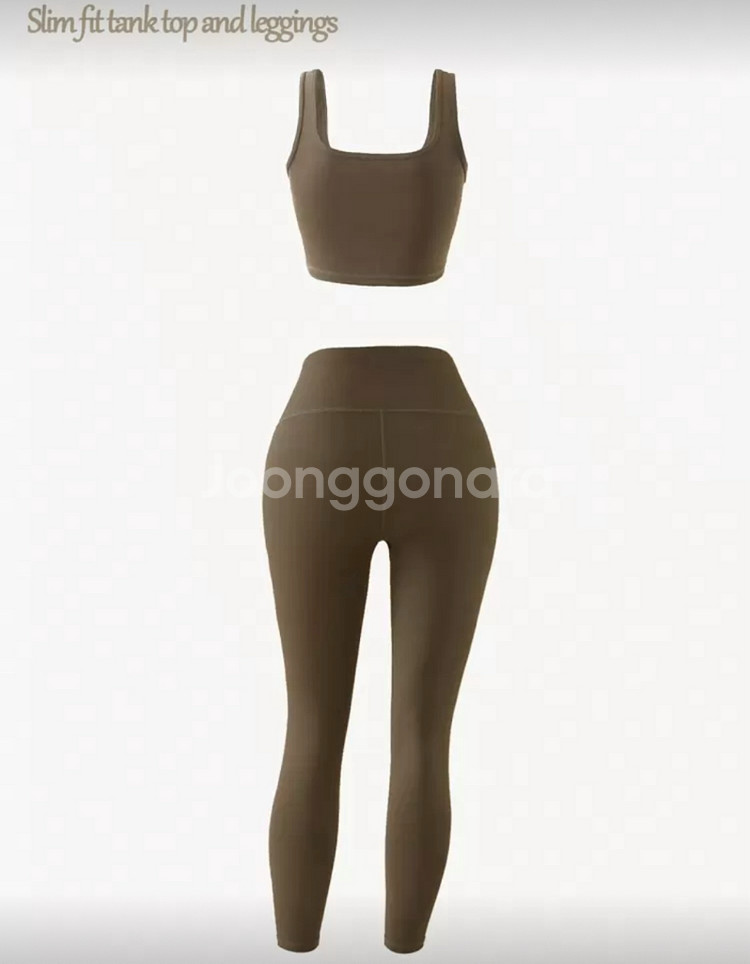 브라운 S사이즈 3피스 후리스 / 하이웨스트 레깅스 /--3