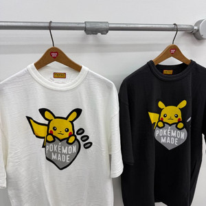 휴먼메이드 x 포켓몬(피카츄) 반팔티 L 검은색, 흰색