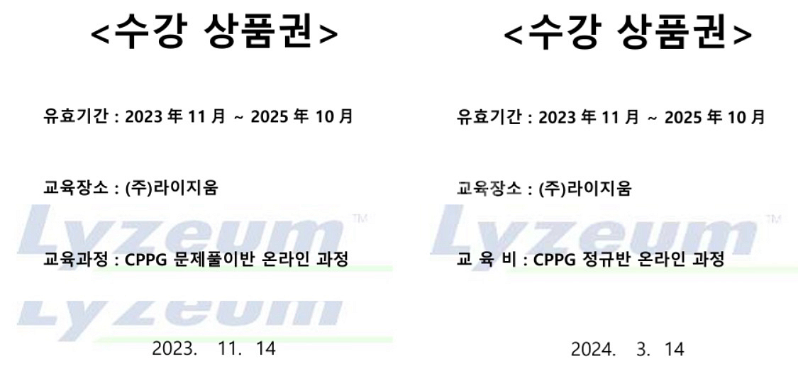 라이지움 상품권(CPPG 정규반+문제풀이반)10월등록필--0