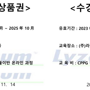 라이지움 상품권(CPPG 정규반+문제풀이반)10월등록필