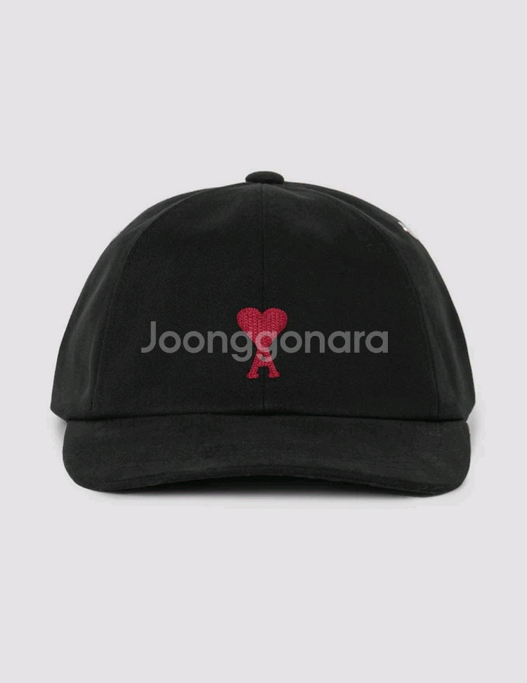아미 하트 로고 캡 모자 볼캡 블랙--0