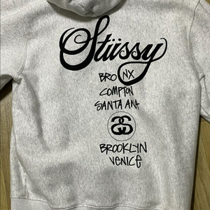 스투시 월드투어 후드집업 애쉬 헤더 s S