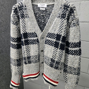 톰브라운 RWB 타탄체크 울 모헤어 가디건