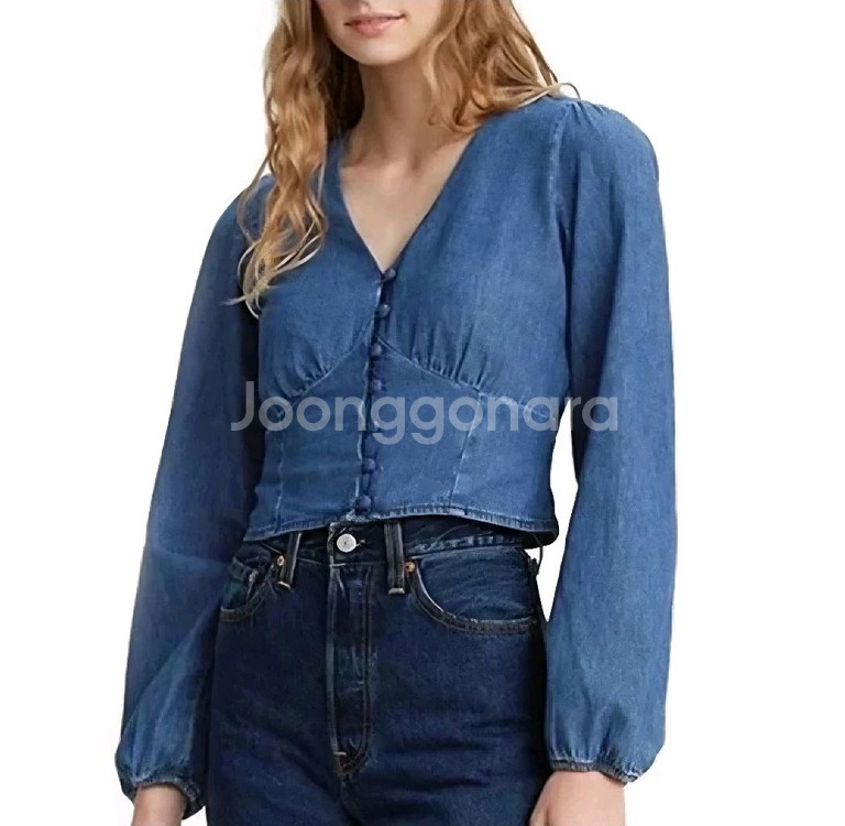 리바이스 소피아 버튼 데님 블라우스 S--1