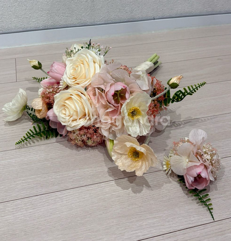 웨딩부케 조화부케 + 부토니에--2