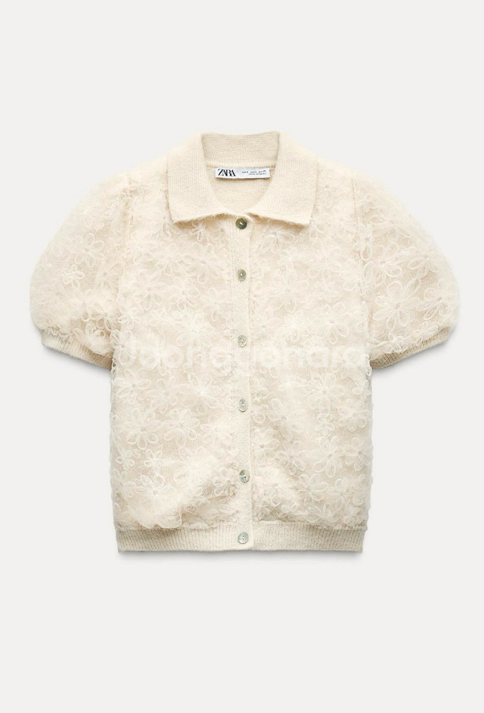 택부착) 자라 레이스 시퀸 니트 탑--0