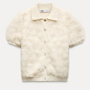 택부착) 자라 레이스 시퀸 니트 탑