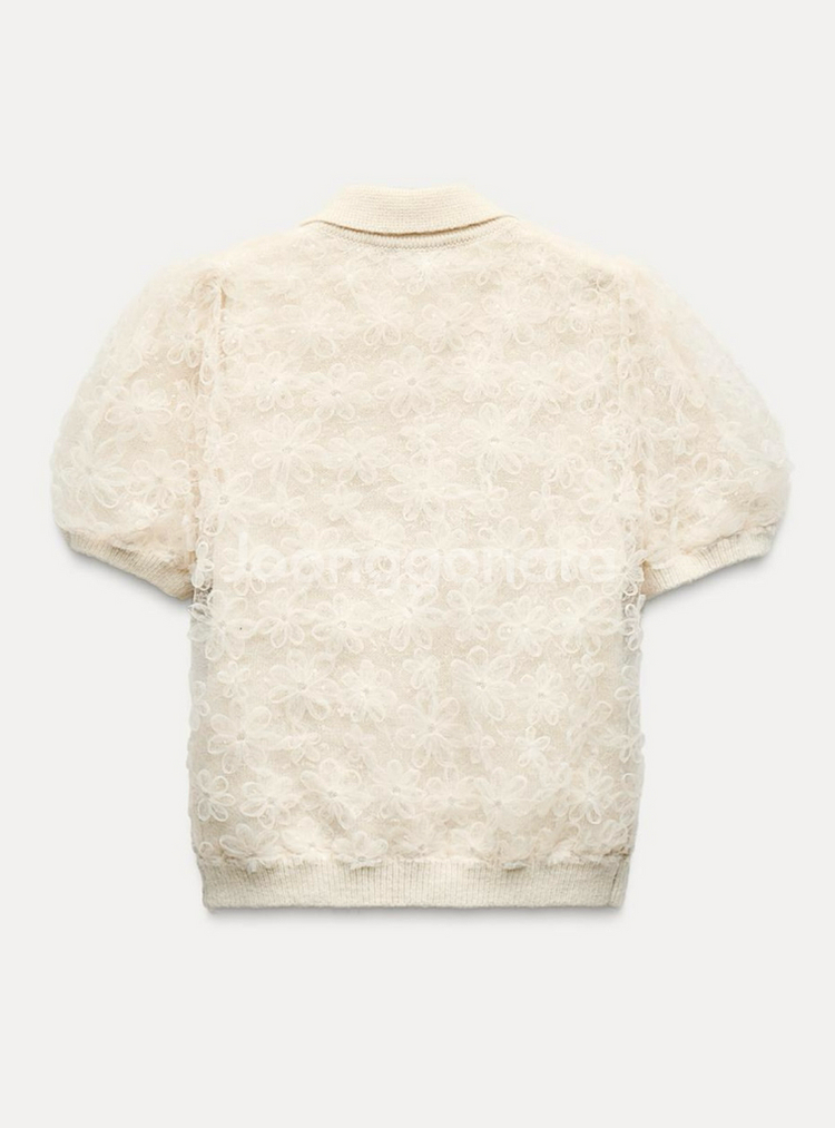 택부착) 자라 레이스 시퀸 니트 탑--1