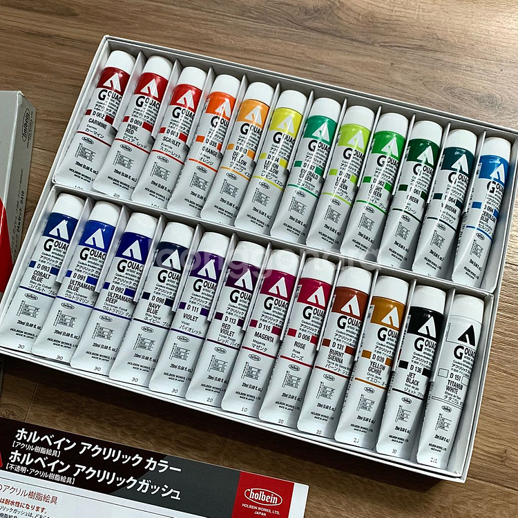 홀베인 아크릴과슈 20ml 24색 세트--1
