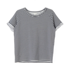 [S]코스 블랙 스트라이프 롤업 반팔 티셔츠