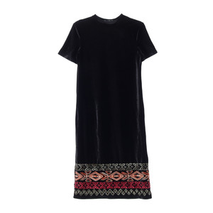 [S]자라 블랙 벨벳 반팔 롱 튜닉원피스