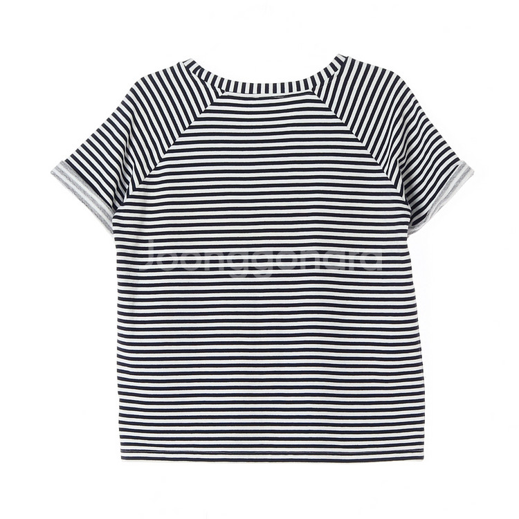 [S]코스 블랙 스트라이프 롤업 반팔 티셔츠--3