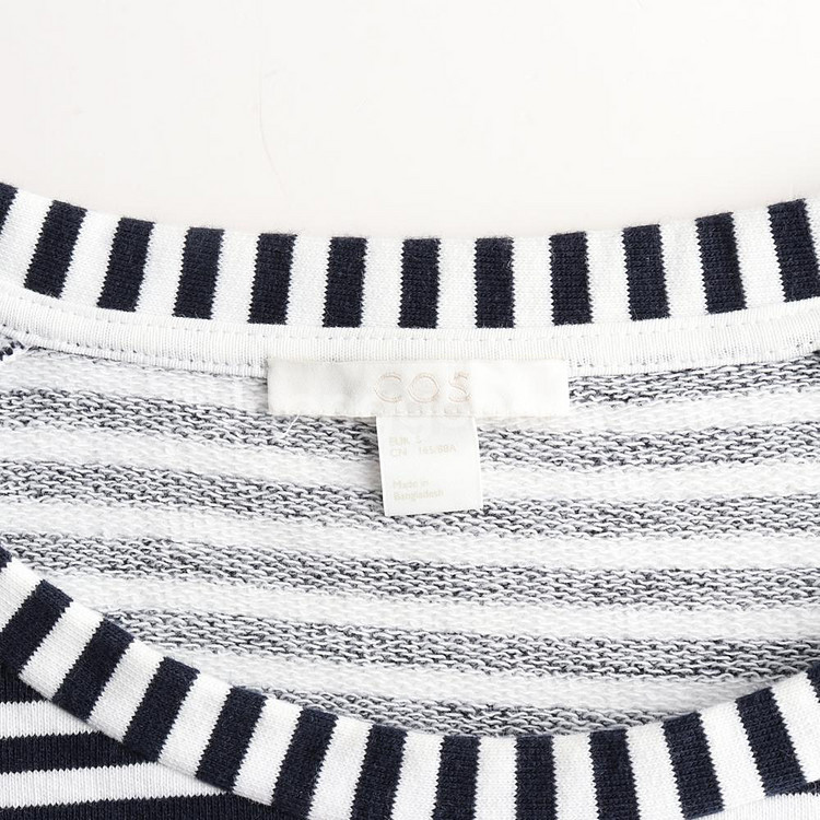 [S]코스 블랙 스트라이프 롤업 반팔 티셔츠--4