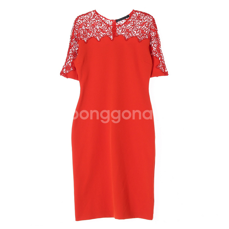 [M]자라 오렌지 페이스 반팔 롱 정장 원피스 드레스--0