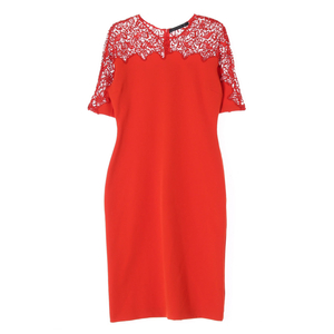 [M]자라 오렌지 페이스 반팔 롱 정장 원피스 드레스