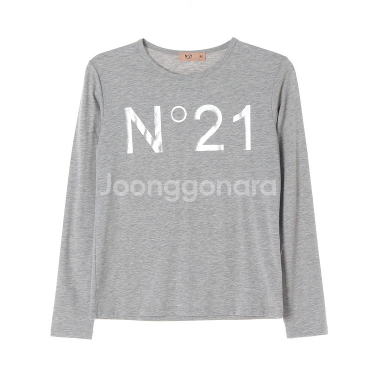 [M]N.21 그레이 빈티지로고 긴팔 티셔츠--0