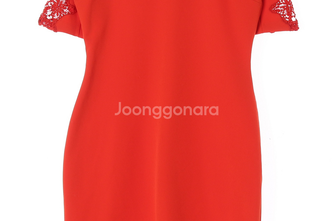 [M]자라 오렌지 페이스 반팔 롱 정장 원피스 드레스--2