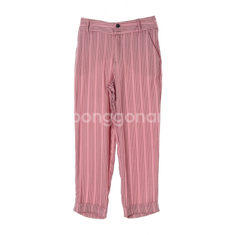 [S]자라 핑크 스트라이프 롤업 슬랙스 팬츠 바지--0