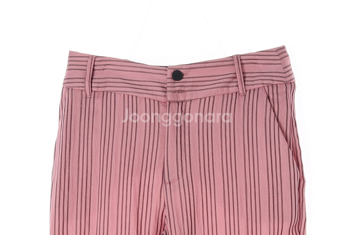 [S]자라 핑크 스트라이프 롤업 슬랙스 팬츠 바지--1