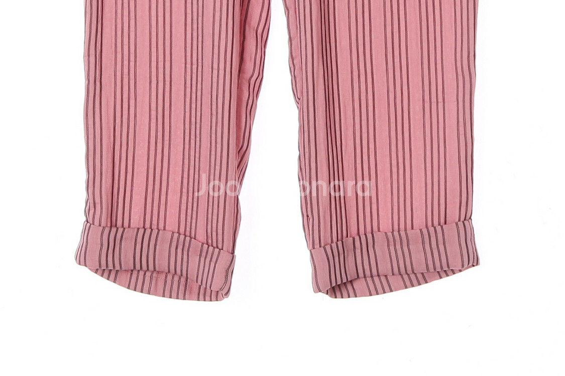 [S]자라 핑크 스트라이프 롤업 슬랙스 팬츠 바지--3