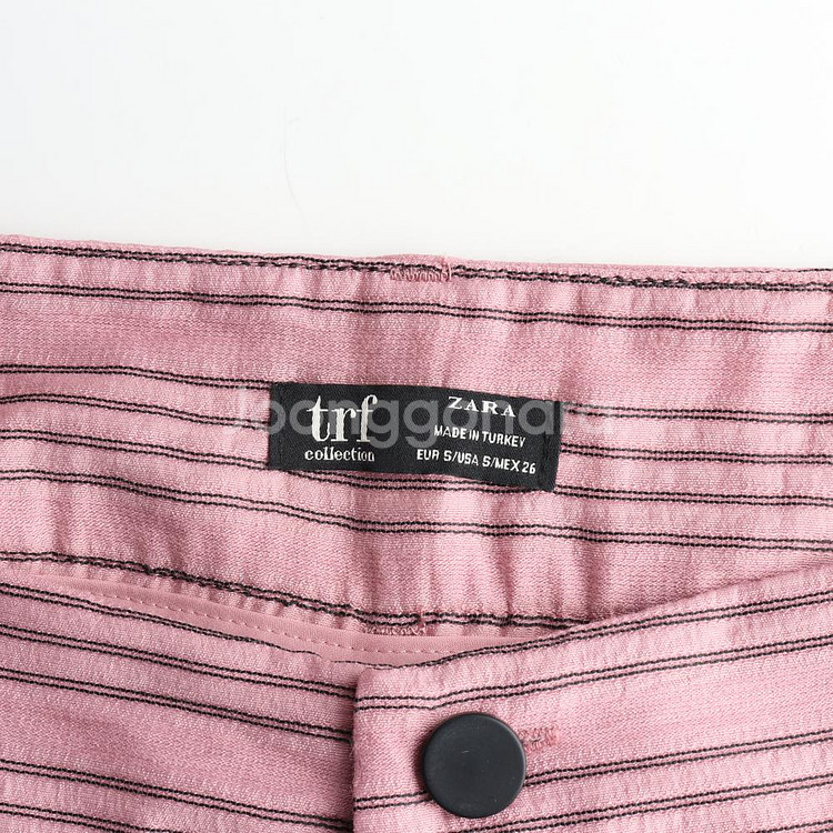 [S]자라 핑크 스트라이프 롤업 슬랙스 팬츠 바지--5