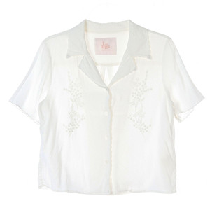 [M]르니나 반팔 빅카라 자수 반팔 셔츠 블라우스