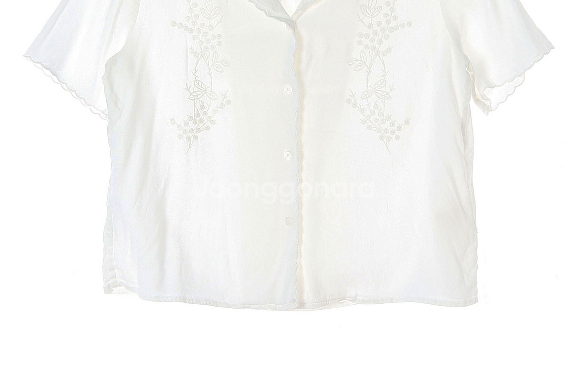 [M]르니나 반팔 빅카라 자수 반팔 셔츠 블라우스--2