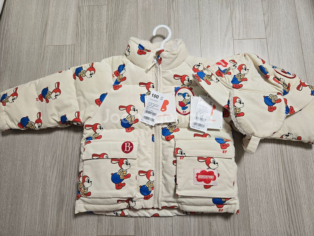 베베드피노 스탠리 코듀로이 웰론 패딩100 모자--0