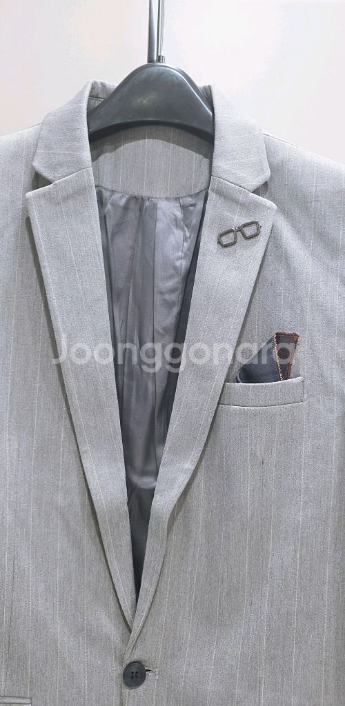 남성 그레이 스트라이프 정장세트 (3XL)--2
