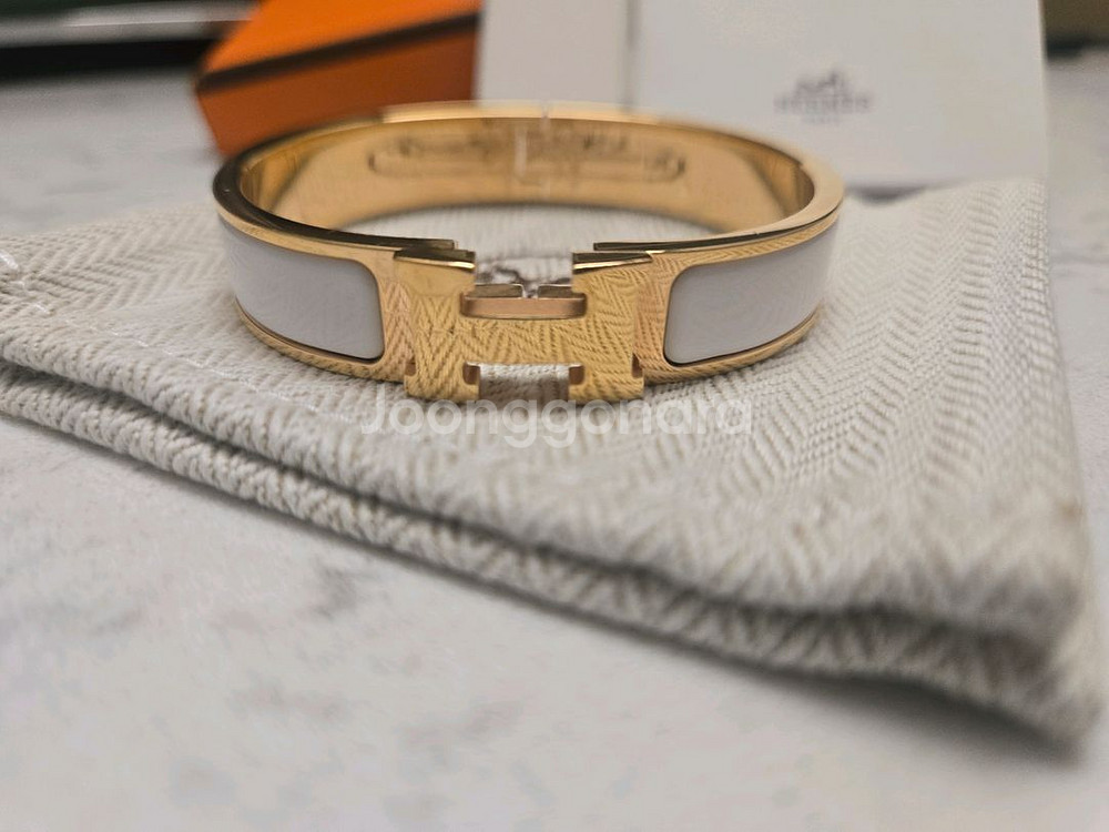 에르메스 클릭아슈 화이트/골드 팔찌--0