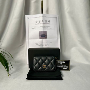 [정품]샤넬 케비어 카드지갑 금장로고