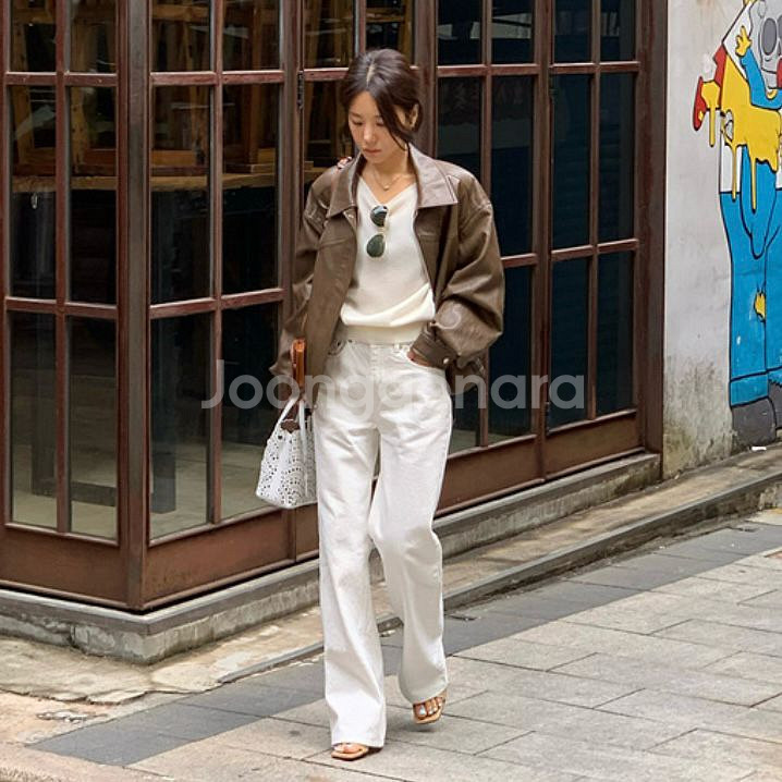 프레쉬라벨 모이 레더 블루종 브라운--0