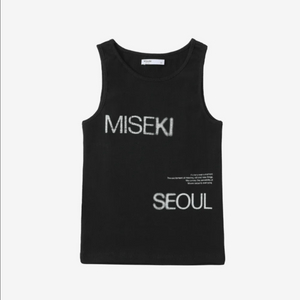 미세키서울 로고 크롭 슬리브리스