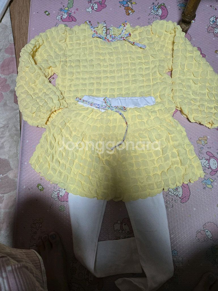 새상품 여아 폼폼이 치마레깅스세트 노랑세트--5
