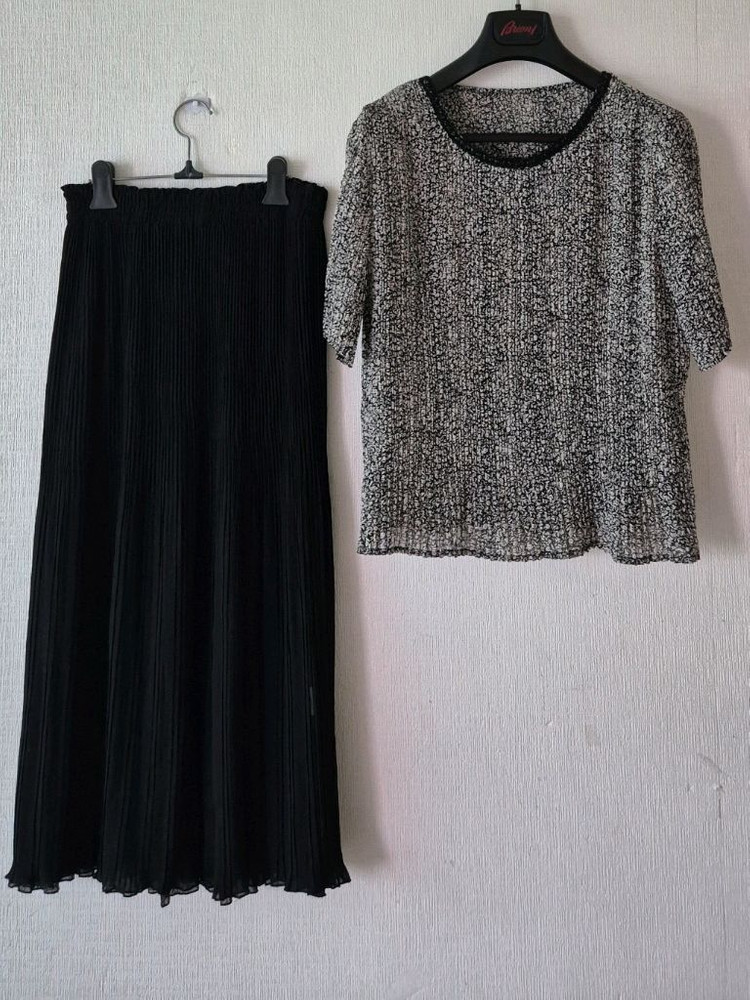 고급 일본제 플리츠 양면 롱스커트 +일제 블라우스 2종 이미지