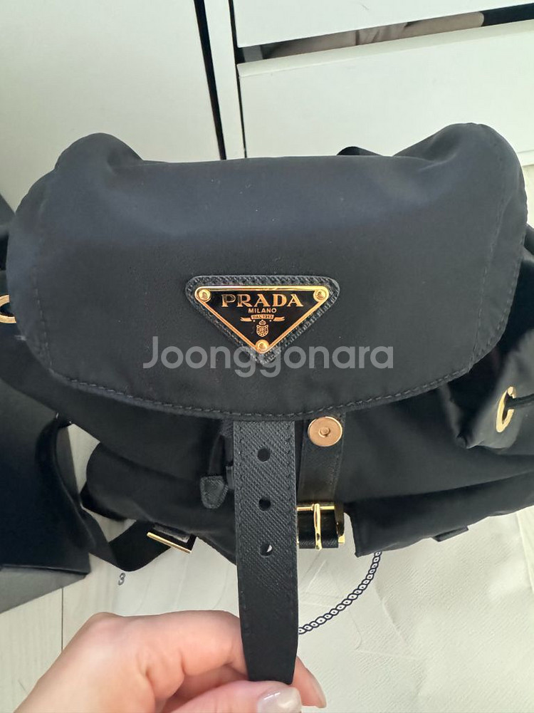 프라다 백팩 스몰 금장--4