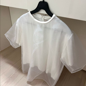 오간자 시스루 레이어드 반팔티셔츠블라우스 셀프웨딩화이트