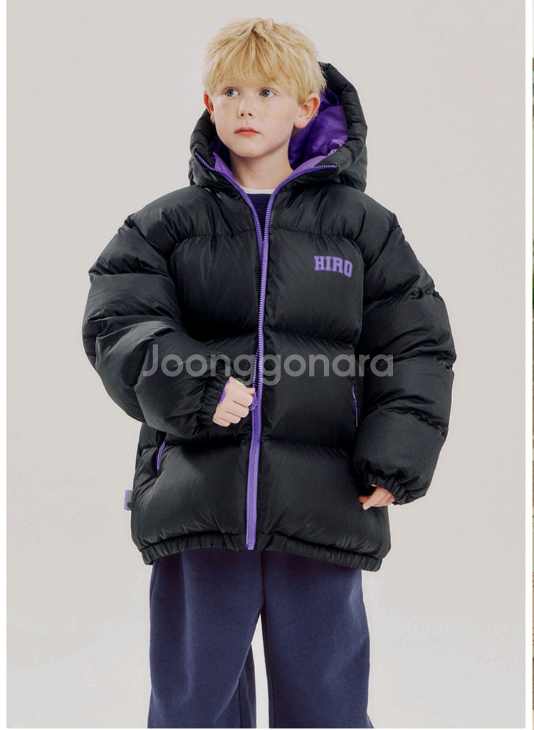 히로 블랭크 리버서블 다운 패딩 블보 블랙 140--0