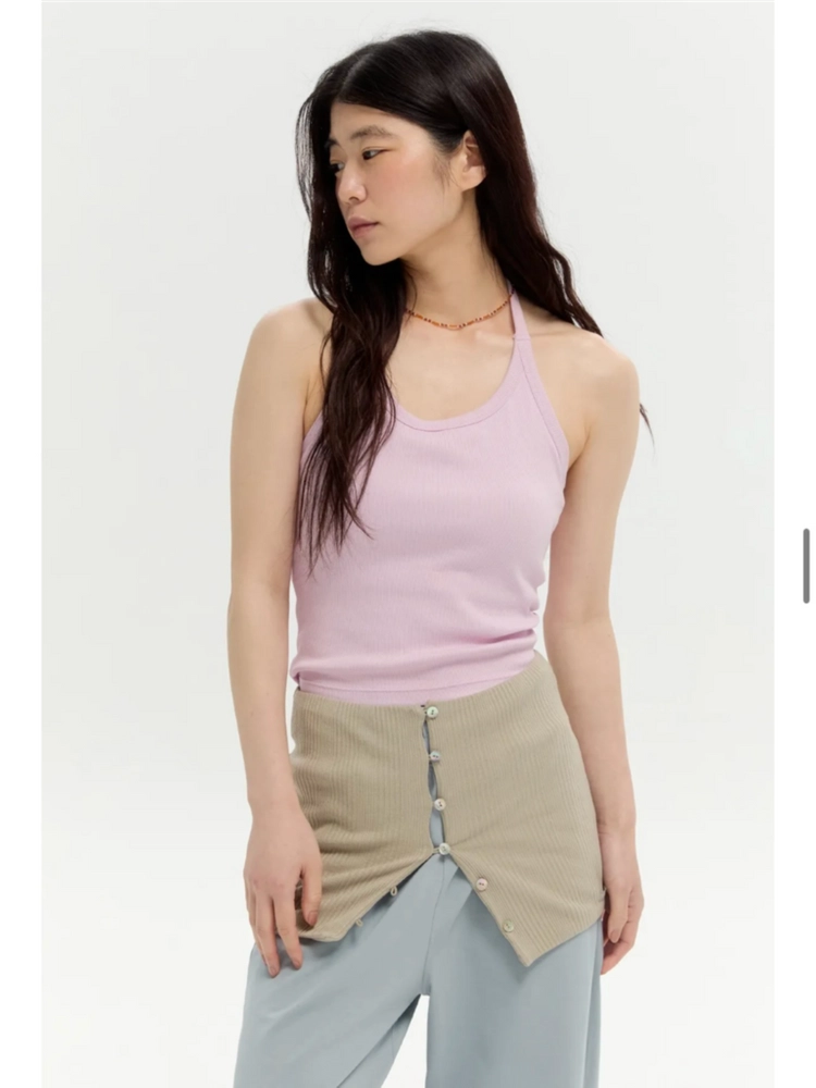 무브웜 립 홀터 탑 베이비핑크 M 이미지