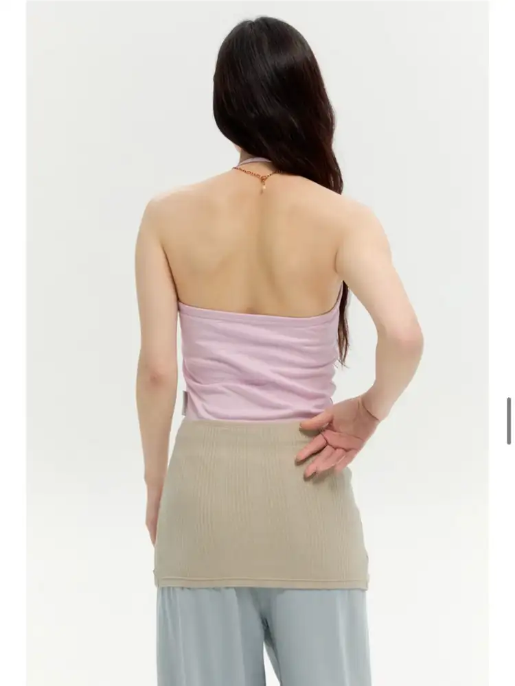 무브웜 립 홀터 탑 베이비핑크 M 이미지