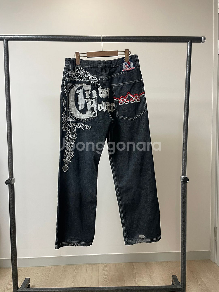 (32~33) 크라운 홀더 올드스쿨 힙합 자수 데님 팬--0