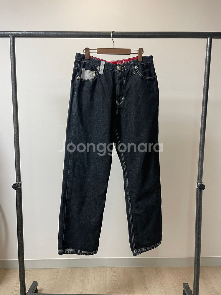 (32~33) 크라운 홀더 올드스쿨 힙합 자수 데님 팬--2